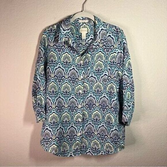 Chico’s womens button front no iron shirt size‎ 1 medium - Picture 1 of 5